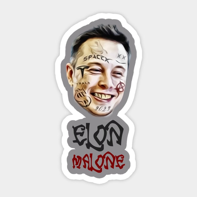 Elon Malone Sticker by Pixzul